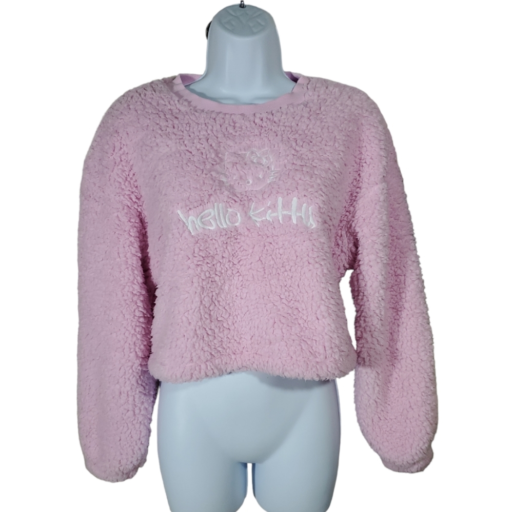 Hello kitty fuzzy cropped sweater.